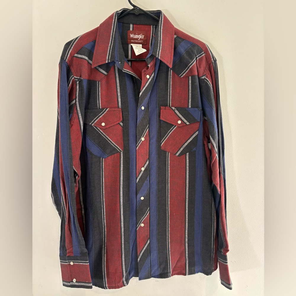 Wrangler Men’s Large Snap Button Down Long Sleeve Shirt Western Casual Fall